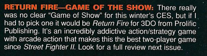 File:Return Fire Game Of The Show News VideoGames Magazine(US) Issue 74 Mar 1995.png
