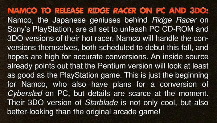 File:Namco to Release Ridge Racer VideoGames Magazine(US) Issue 75 Apr 1995.png