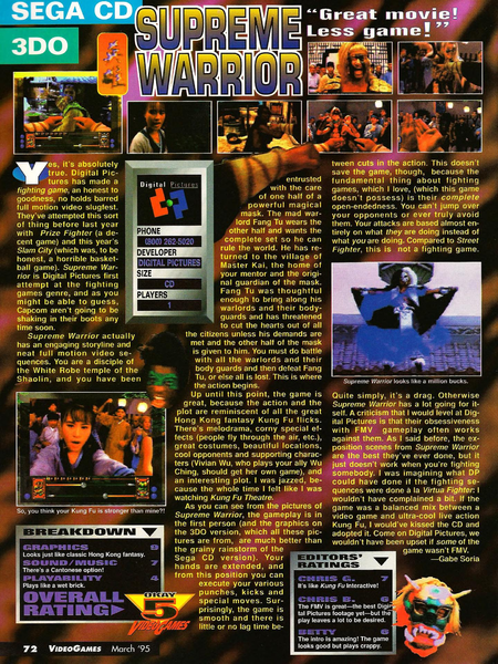 File:Supreme Warrior Review VideoGames Magazine(US) Issue 74 Mar 1995.png