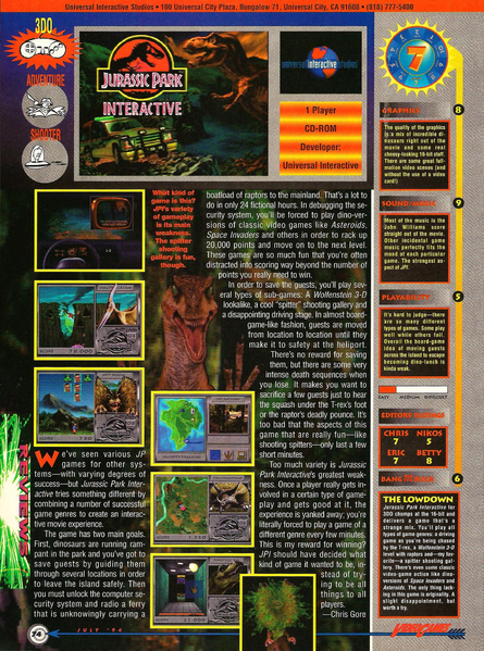 File:Jurassic Park Review VideoGames Magazine(US) Issue 66 Jul 1994.png