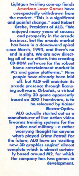 File:3DO Magazine(UK) Issue 8 Feb Mar 96 News - ALG Exits Arcade.png