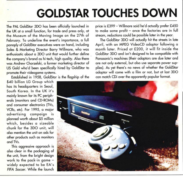 File:3DO Magazine(UK) Issue 3 Spring 1995 News - Goldstar Touches Down.png