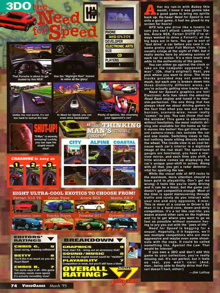 File:The Need For Speed Review VideoGames Magazine(US) Issue 74 Mar 1995.png